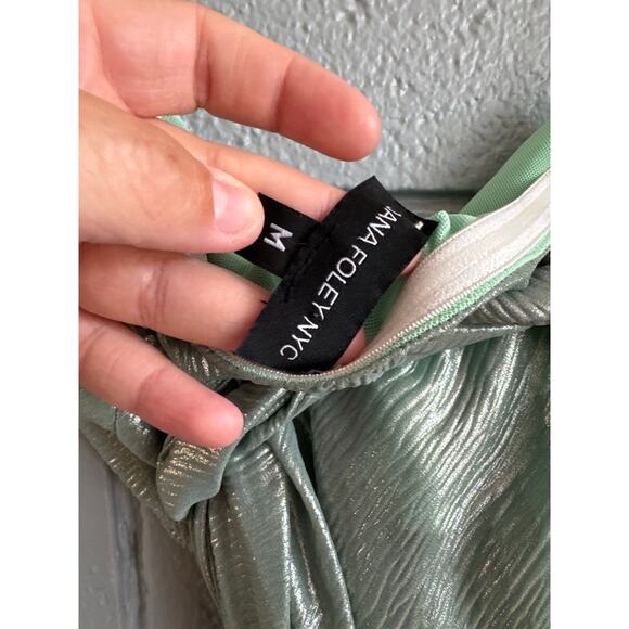 Women's Dana Foley NYC Strapless Long Maxi Tie Tube Blue Green Evening Gown sz M - Picture 5 of 8